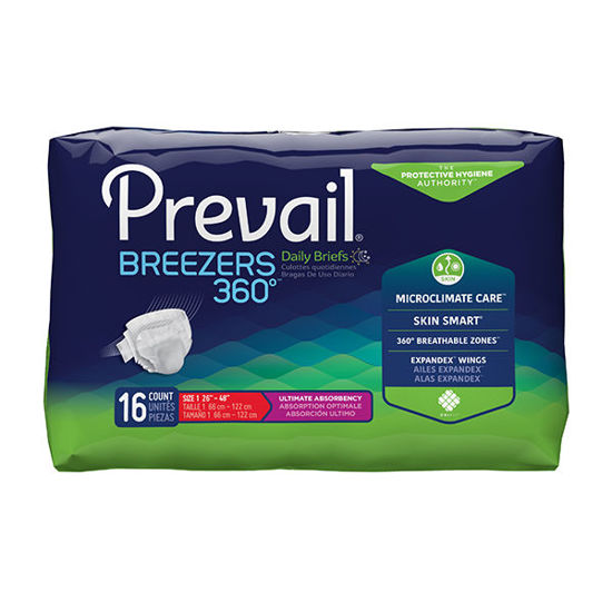 Picture of Prevail Breezers360 Medium Waist with Tabs 16/Ct. Fits waist size: 26 in. - 48 in.