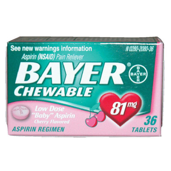Picture of Bayer chewable aspirin tablets 81mg cherry 36 ct.