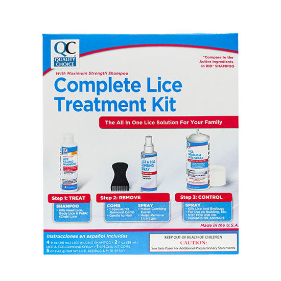 Picture of Complete lice treatment kit - includes: lice killing shampoo, nit combing gel and bedding spray