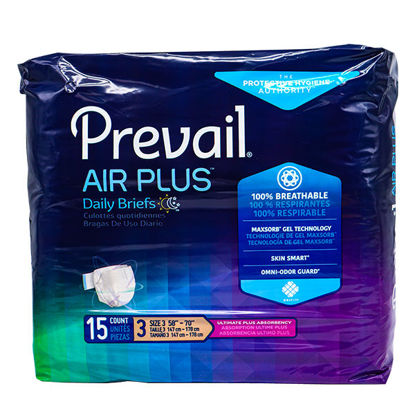 Picture of Prevail air plus XLarge daily briefs with tabs 15 ct. waist size: 58 in. – 70 in.